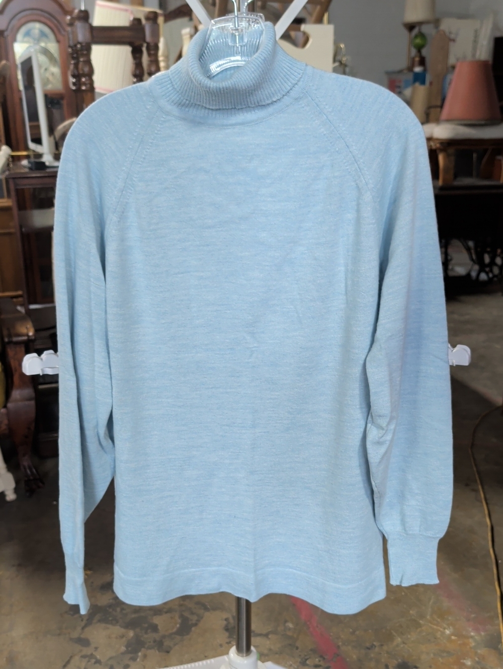 Vintage Thane 100% Orlon Knit Turtleneck Sweater L Blue